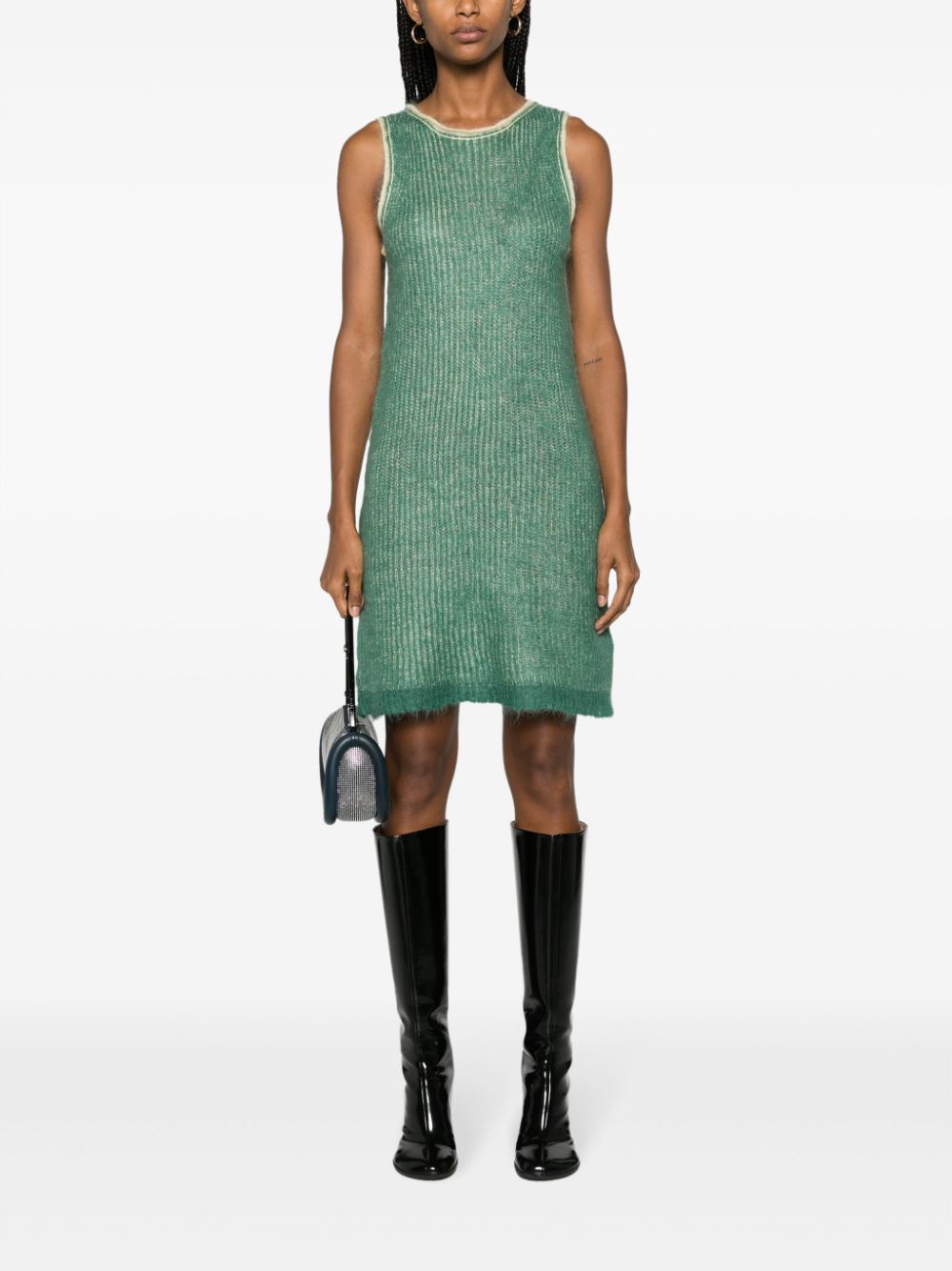 Shop There Was One Jersey-knit Shift Minidress In Green