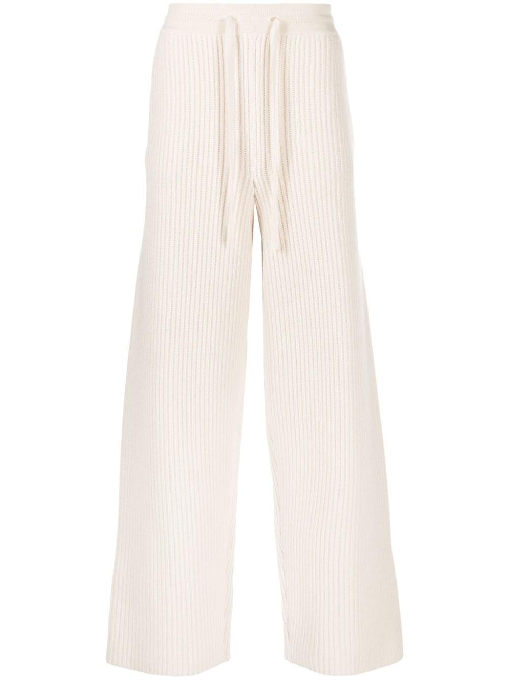 Shop There Was One Drawstring Ribbed-knit Track Pants In Neutrals
