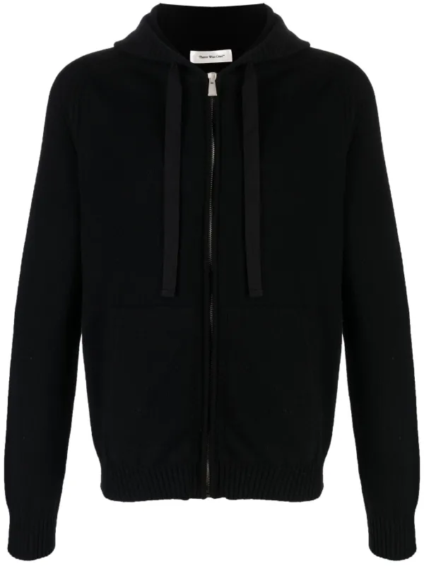 There Was One fine knit Drawstring zip up Hoodie Farfetch