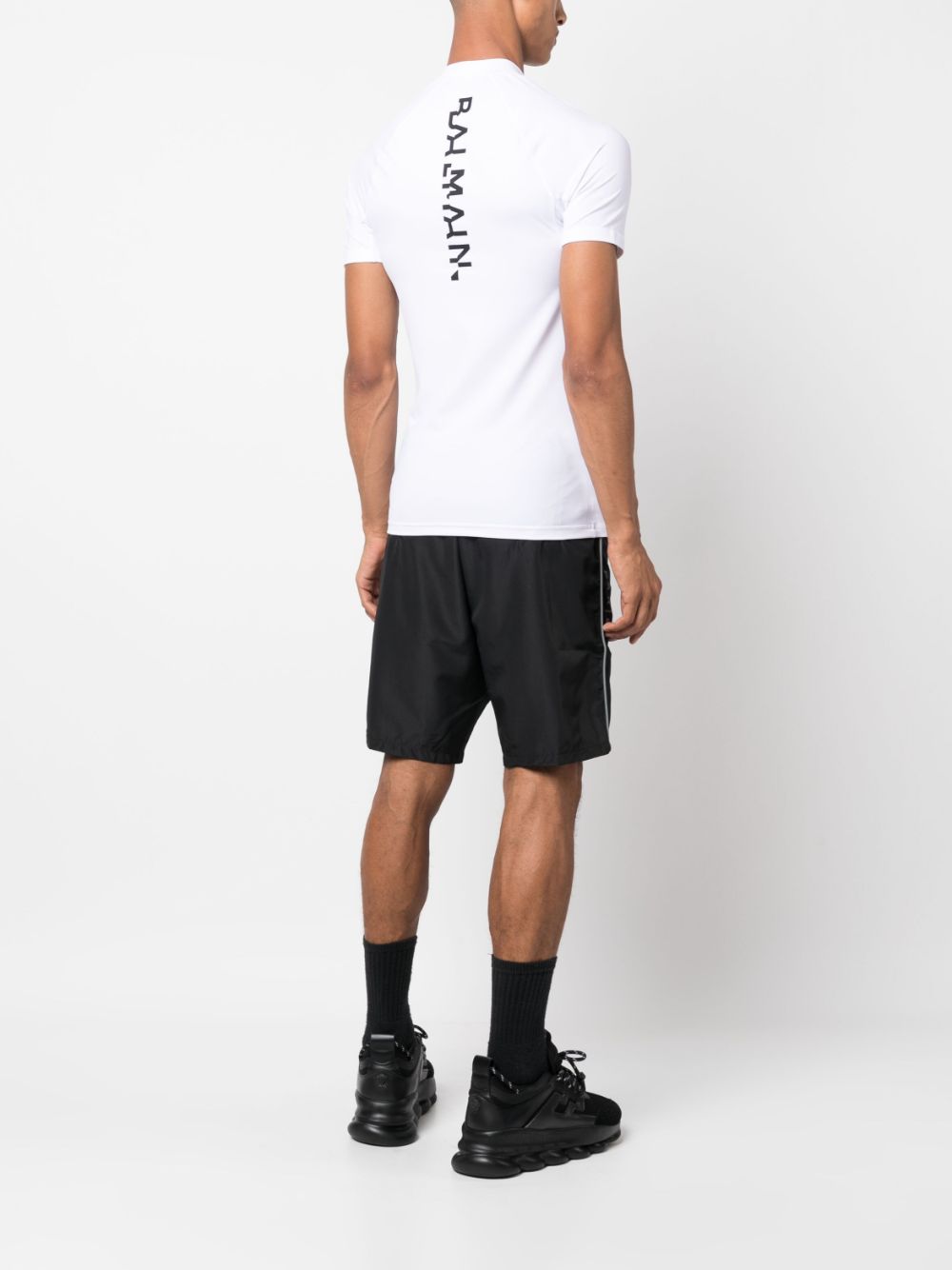 Balmain logo-print high-neck T-shirt - Wit