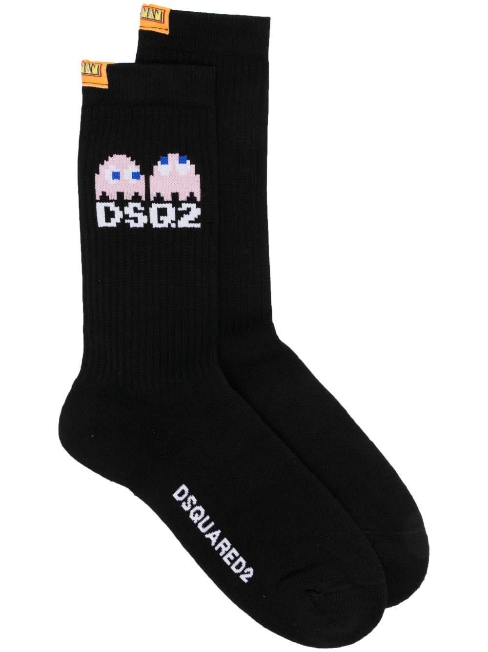 Dsquared2 X Pacman Logo-patch Ankle Socks In Black