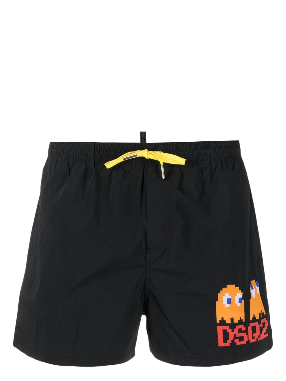 Shop Dsquared2 X Pac-man Logo-print Swim Shorts In Black