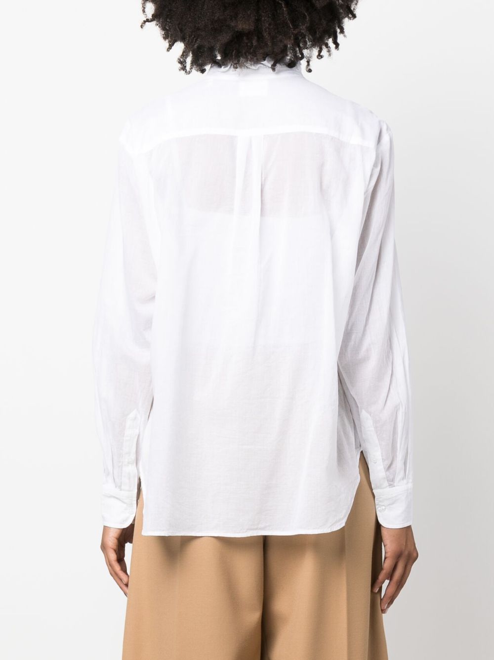 Shop Marant Etoile Frilled-neck Cotton Shirt In Weiss