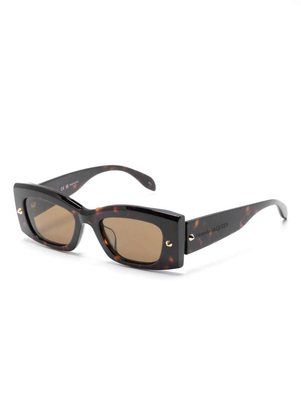 Alexander McQueen Spike Studs rectangular-frame sunglasses - Bruin