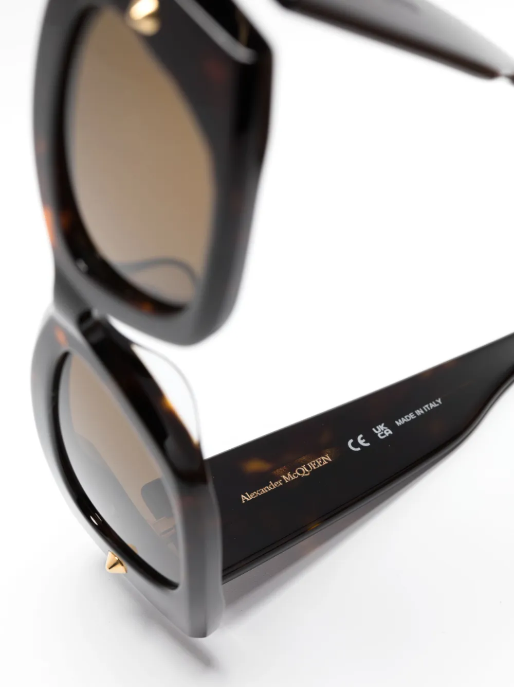  Alexander Mcqueen Eyewear Spike Studs Rectangular-frame Sunglasses - Brown 
