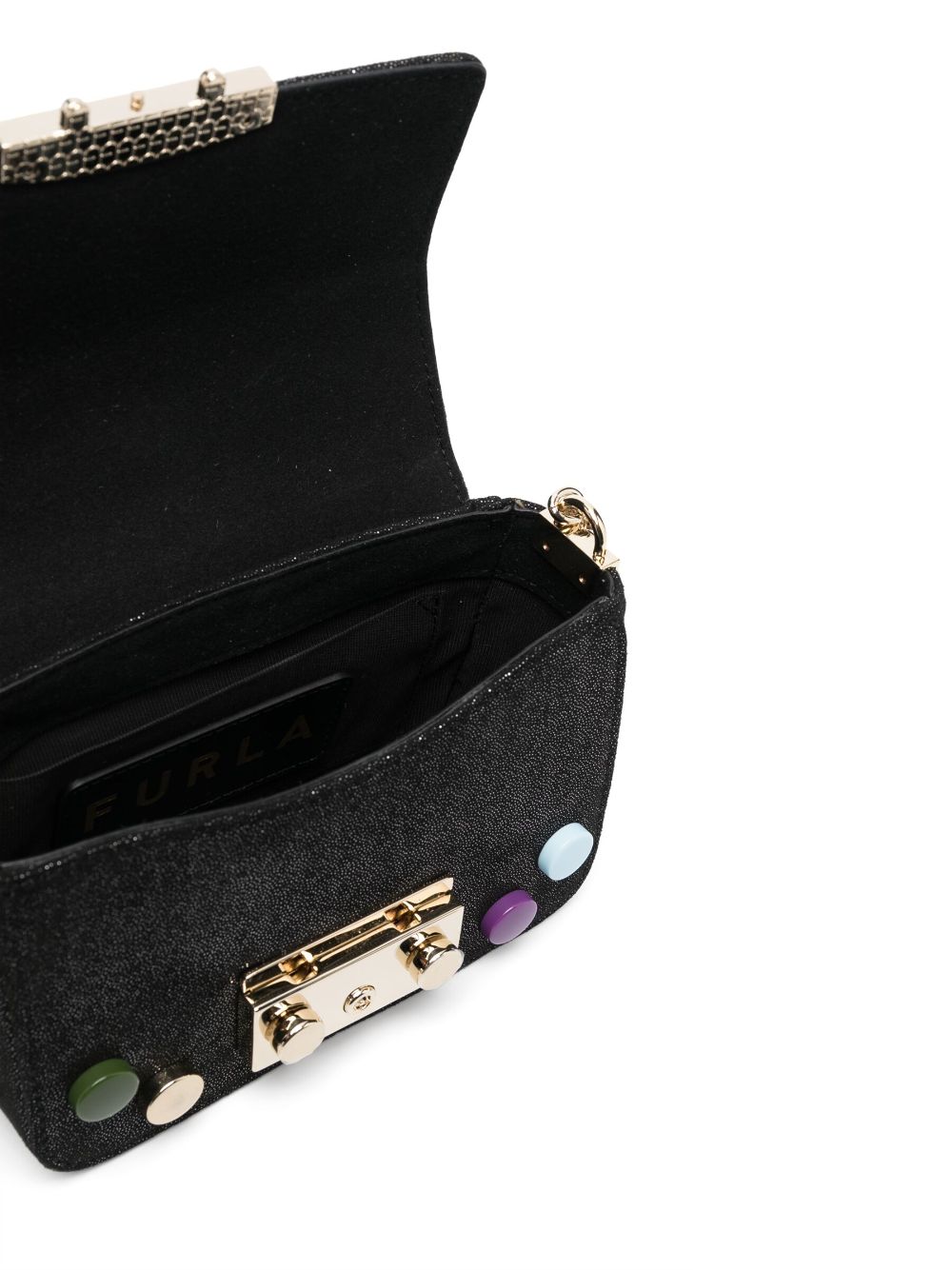 Shop Furla Metropolis Stud-detailing Mini Bag In Black