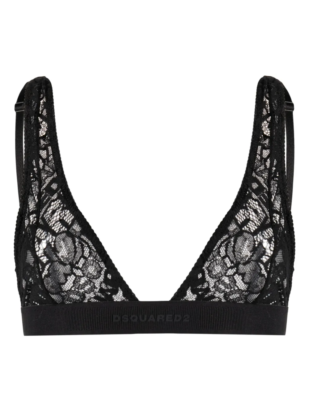 Shop Dsquared2 Logo-embroidered Lace Bra In Black