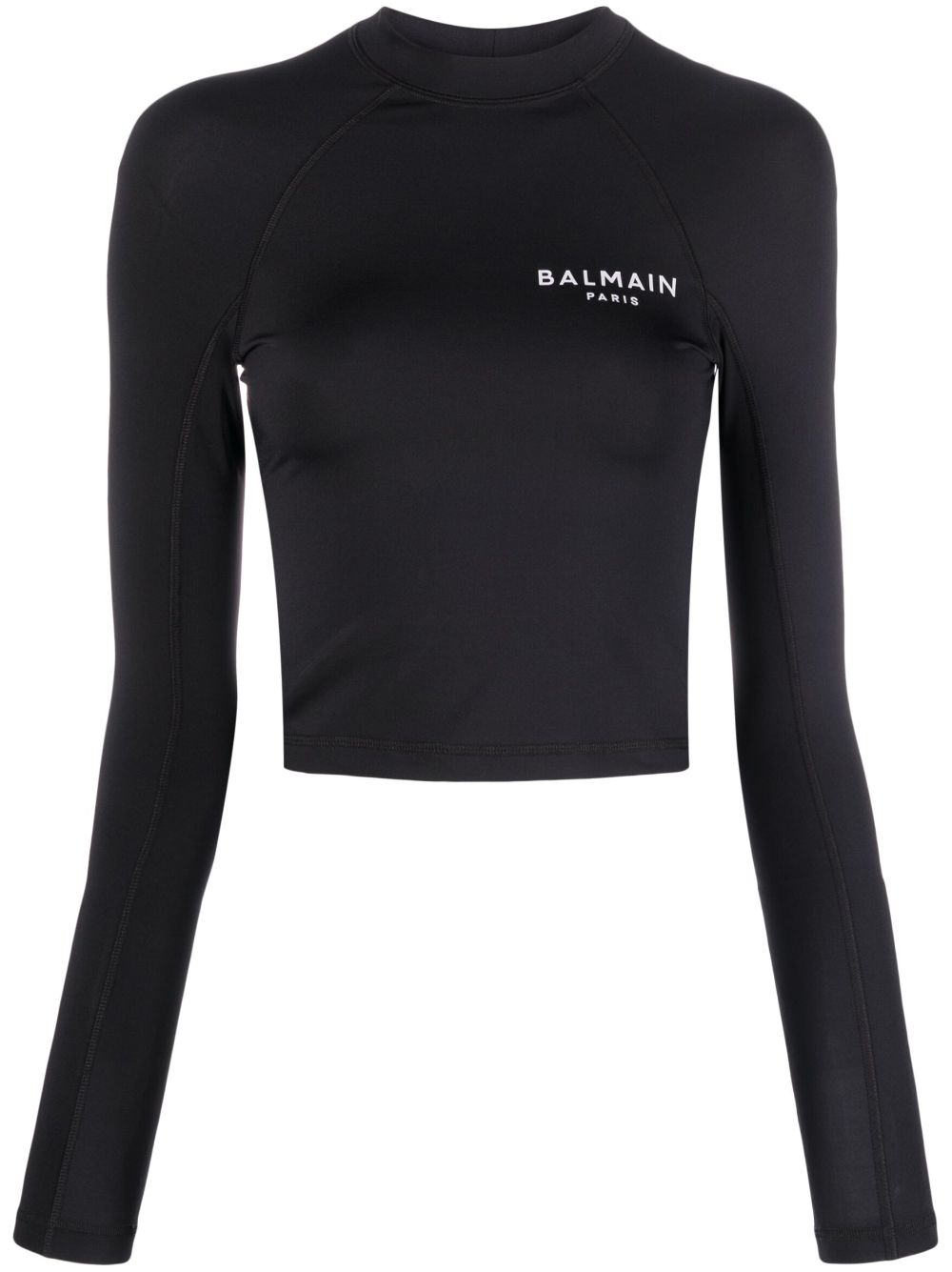 Balmain logo-print cropped top – Black