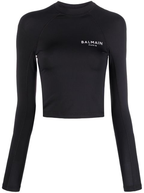 Balmain logo-print cropped top Women