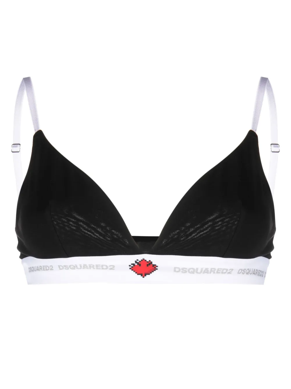 Dsquared2 Leaf-print Logo-waistband Bra In Black