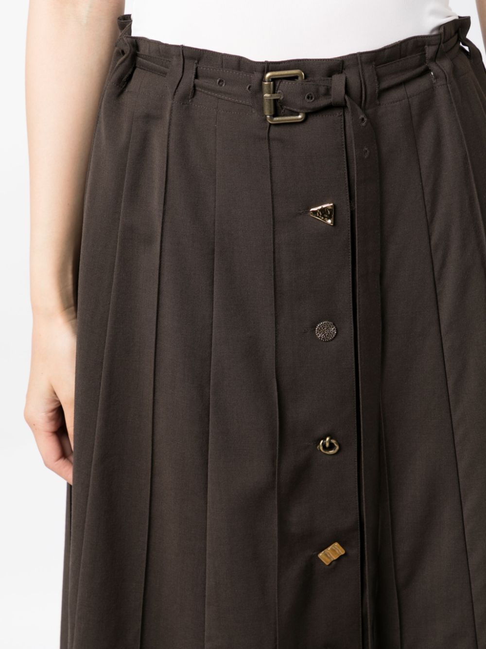 Shop Rejina Pyo Noor Pleated Wool Midi Skirt In Brown