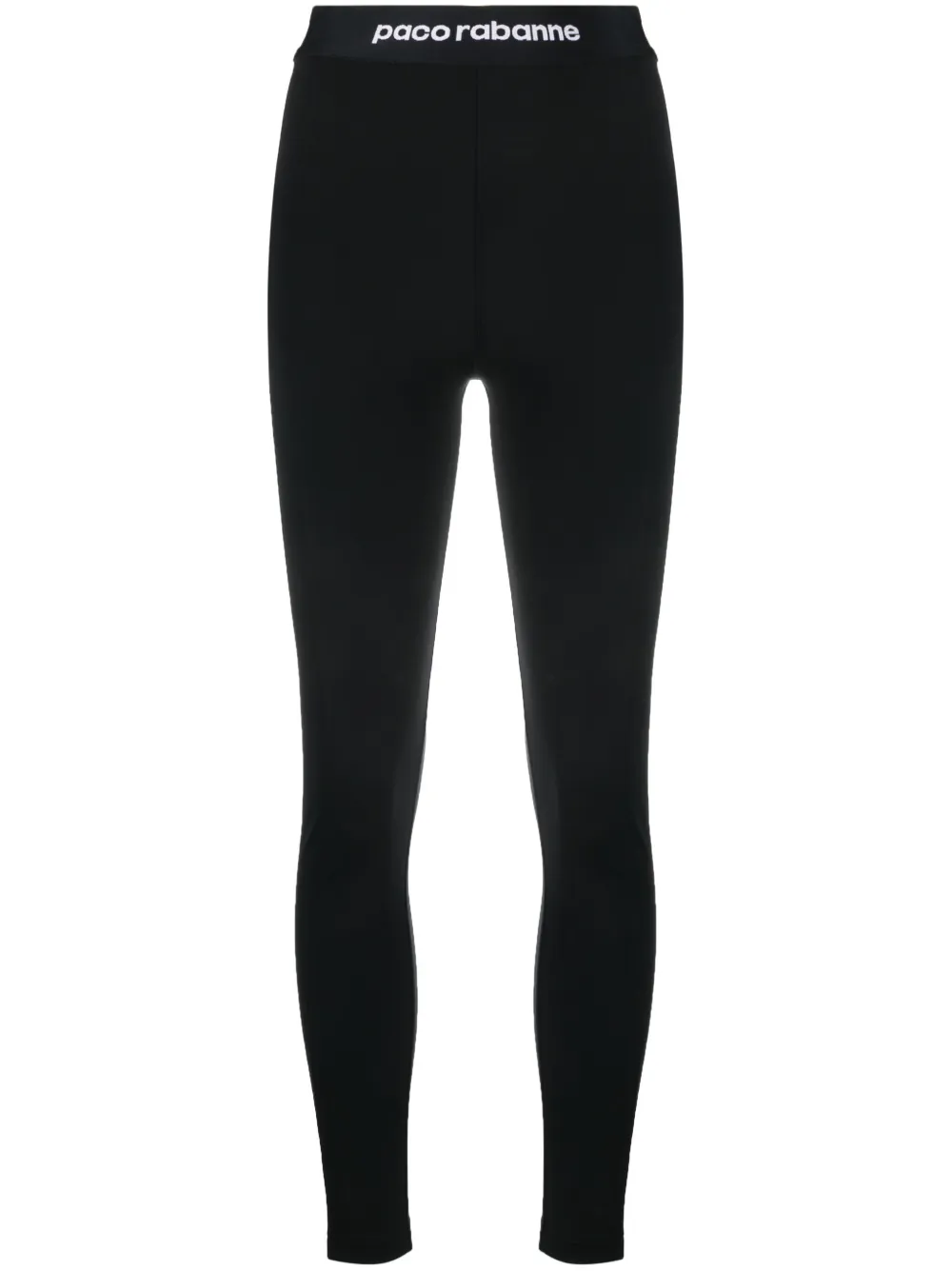 Rabanne Logo-waistband High-waisted Leggings In Schwarz