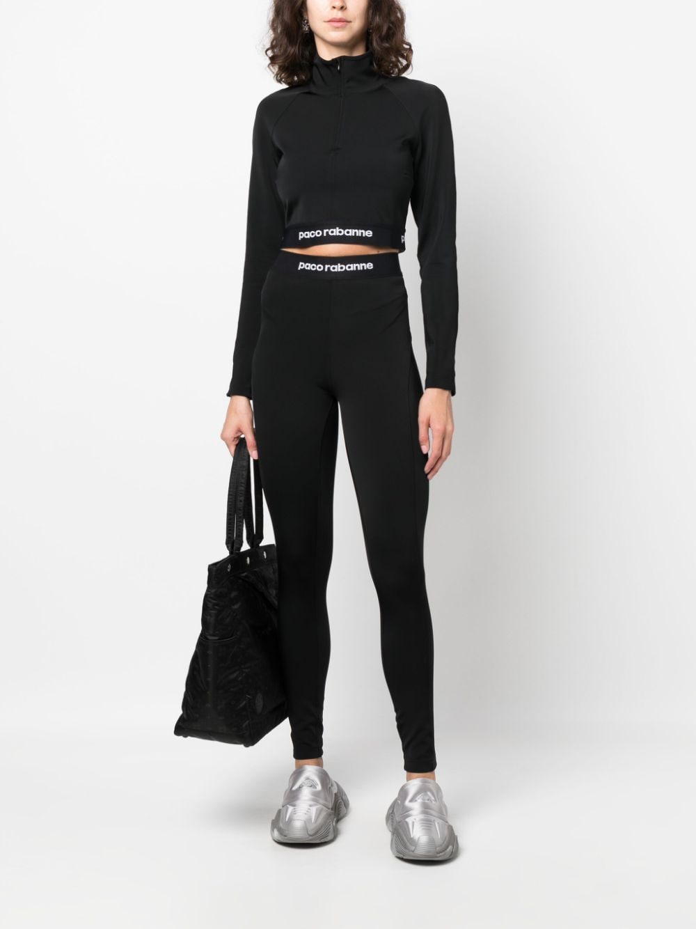 Rabanne logo-underband cropped sweatshirt - Zwart