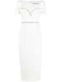 Self-Portrait White Diamante Trim Split crepe midi dress