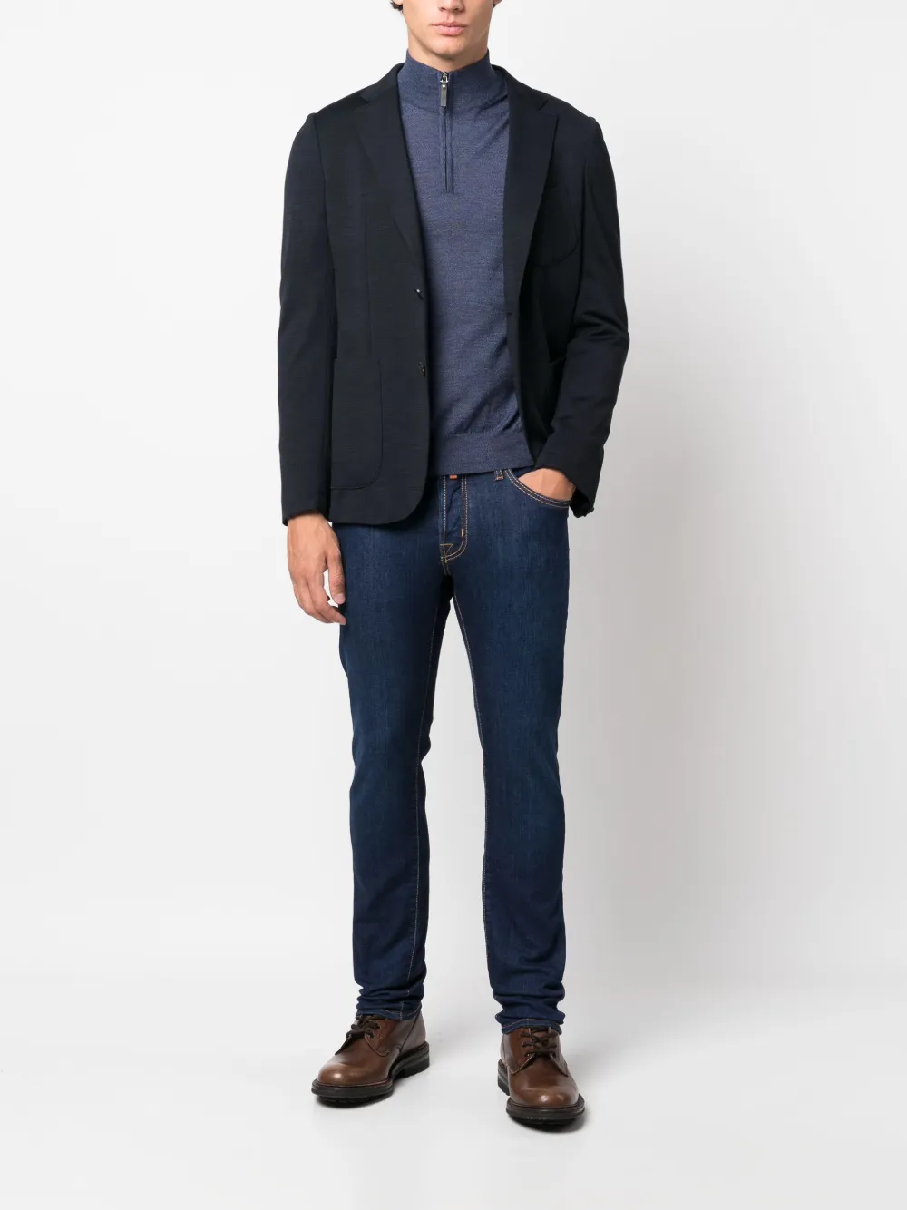 Canali half-zip wool jumper - Blauw