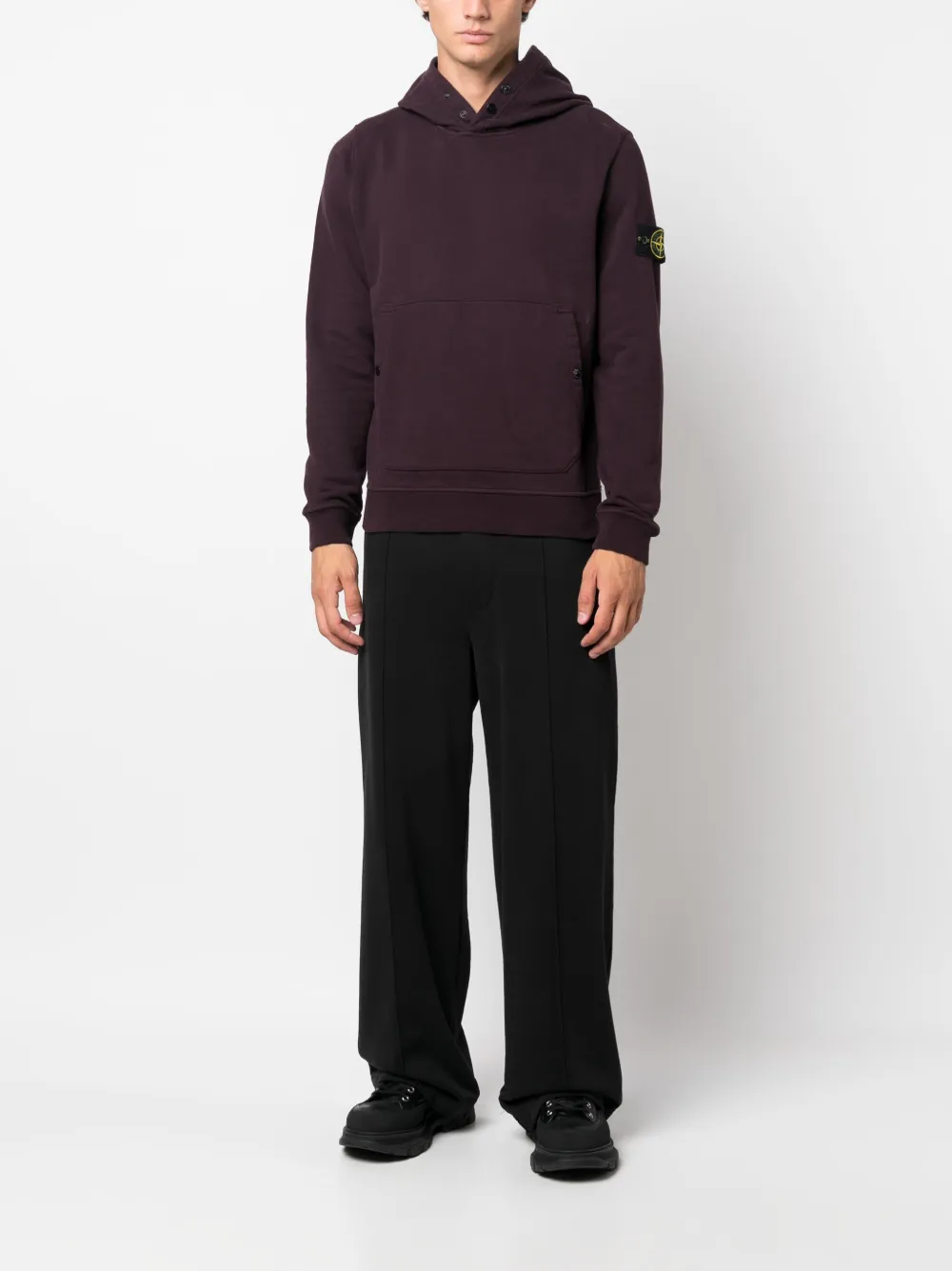 Stone Island Compass-motif cotton hoodie - Paars