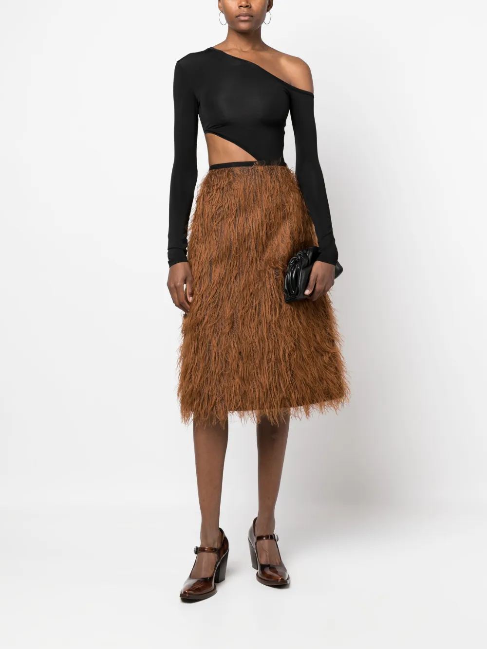 Odeeh fringed midi skirt - Bruin