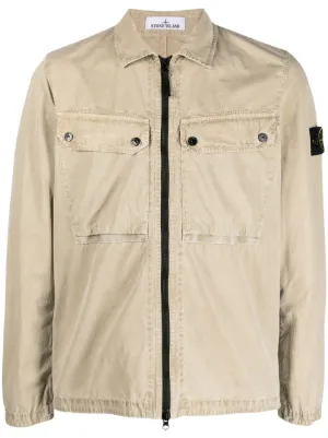 Stone Island Compass patch Cotton Shirt Jacket Farfetch