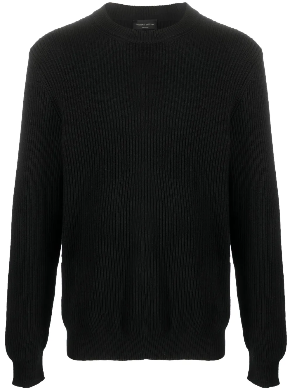 Roberto Collina suéter tejido de canalé con cuello redondo | negro | Image 1