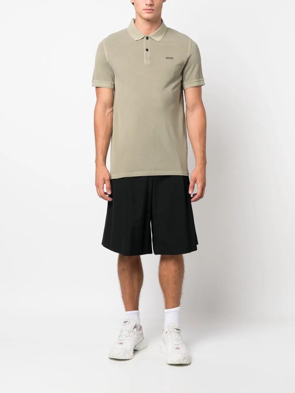 BOSS logo-print cotton polo shirt - Groen