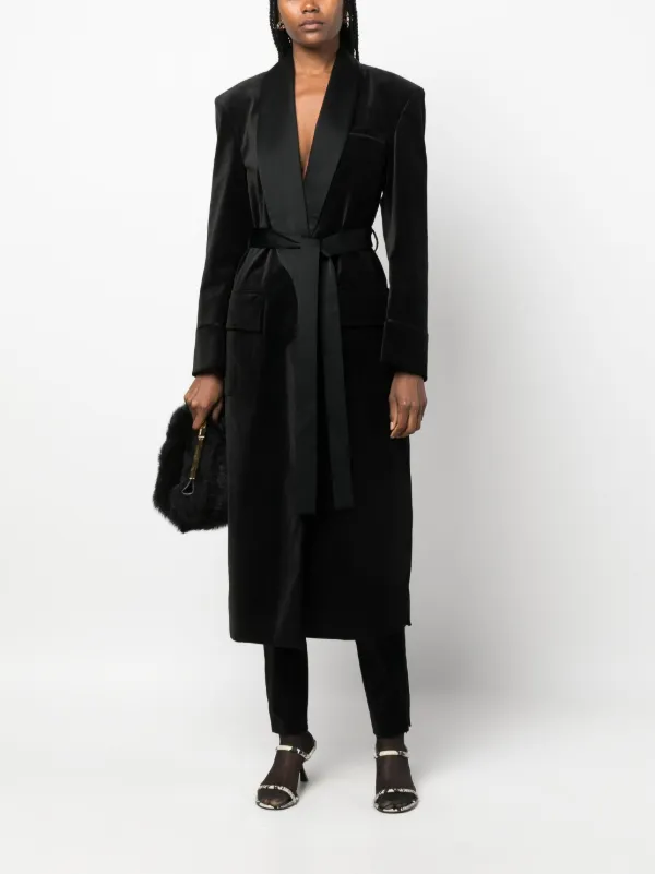 Velvet top wrap coat