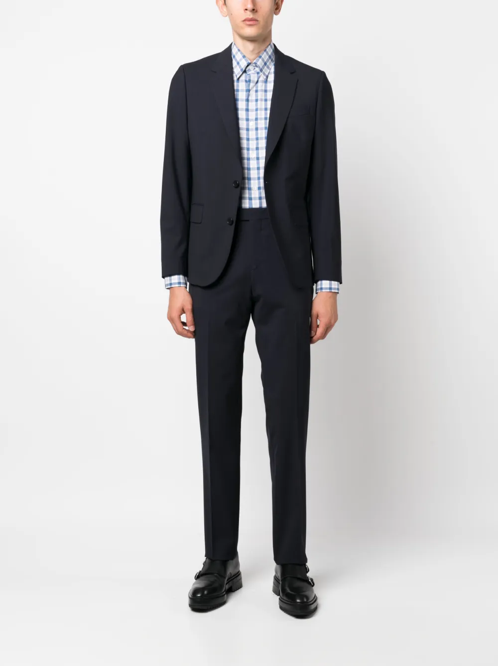 Brioni Geruit overhemd - Blauw