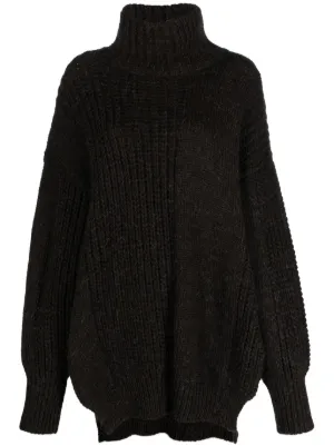 Black chunky top knit turtleneck sweater