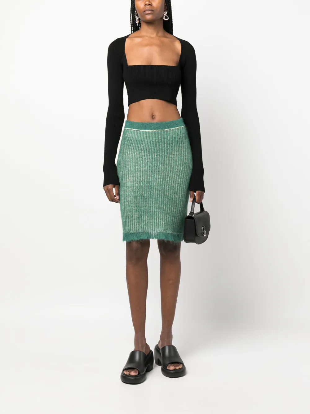 There Was One cut-out knitted cropped top - Zwart