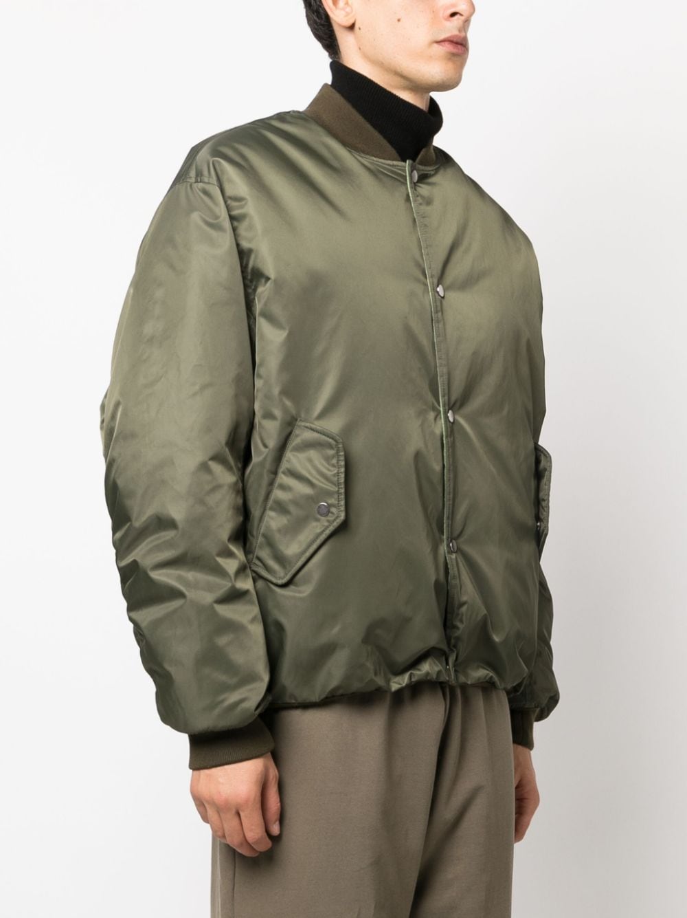 Shop There Was One Ruched-sleeve Padded Bomber Jacket In Grün