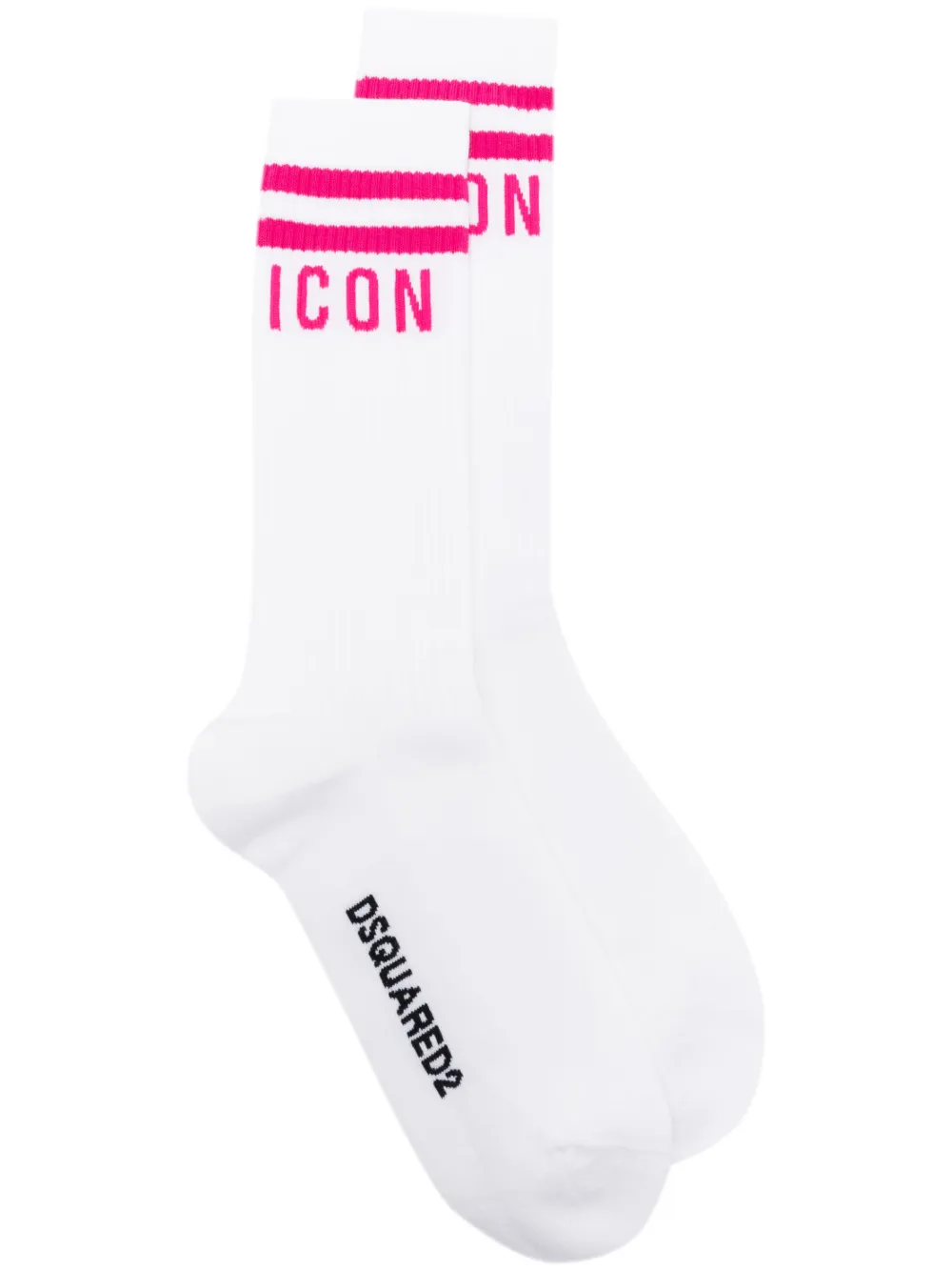 Dsquared2 Intarsia-knit Logo Ribbed Socks In White