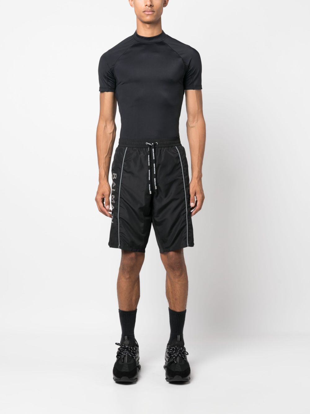 Balmain logo-print drawstring track shorts - Zwart