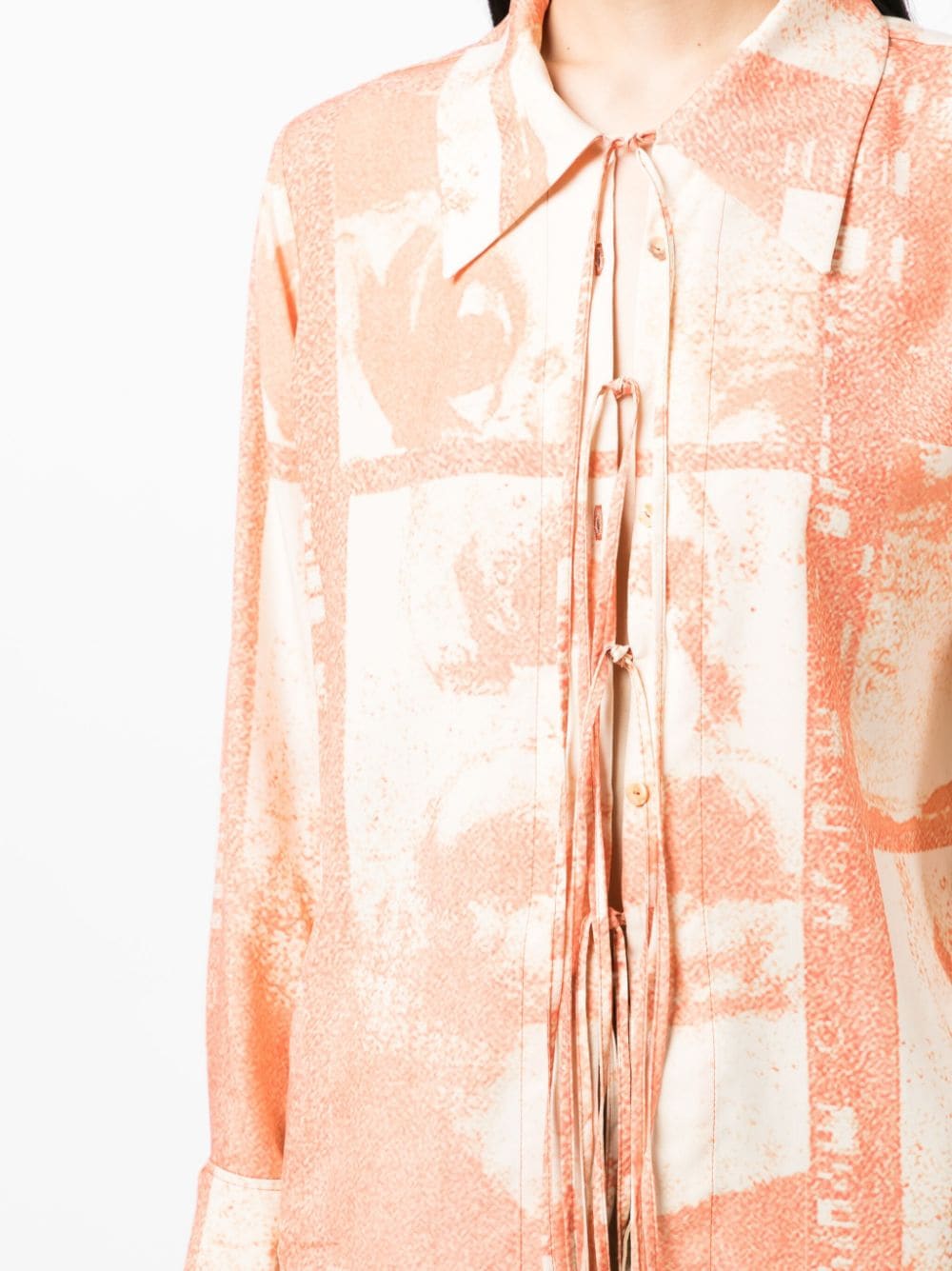 Shop Rejina Pyo Saskia Crinkled Tie-detail Blouse In Orange