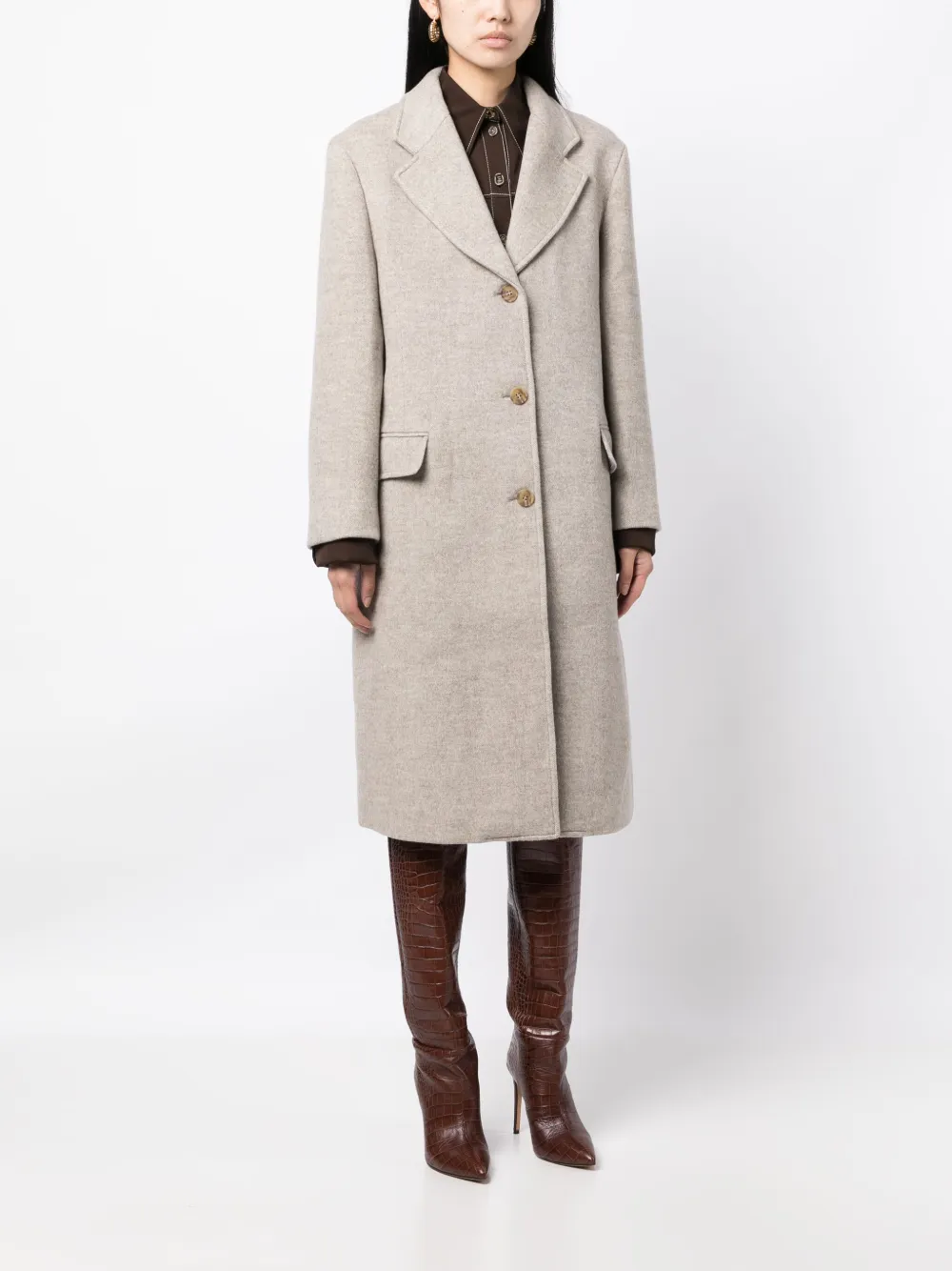 Shop Rejina Pyo Kara Wool-blend Coat In Brown