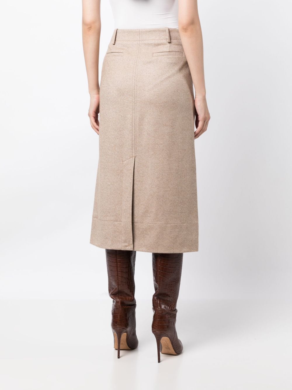 Shop Rejina Pyo Ines Wool-blend Midi Skirt In Braun