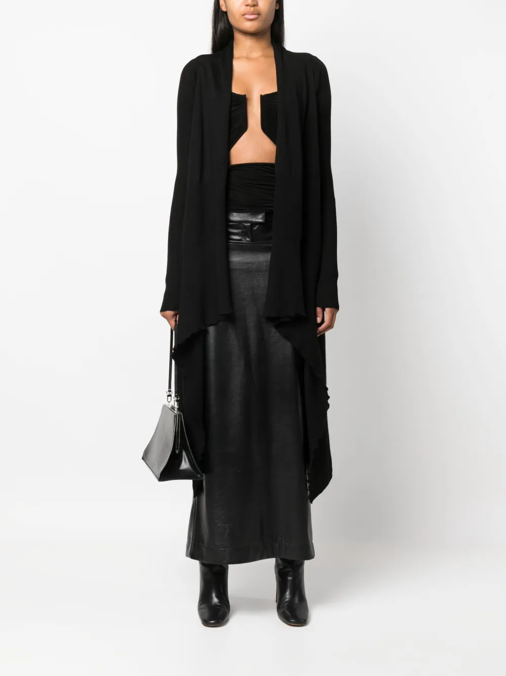 Rick Owens open-front long cardi-coat - Zwart