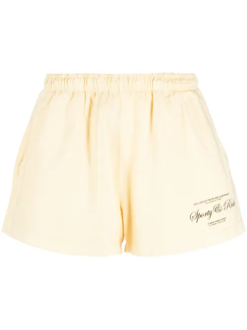 Short court en coton à logo imprimé - Sporty & Rich - Modalova
