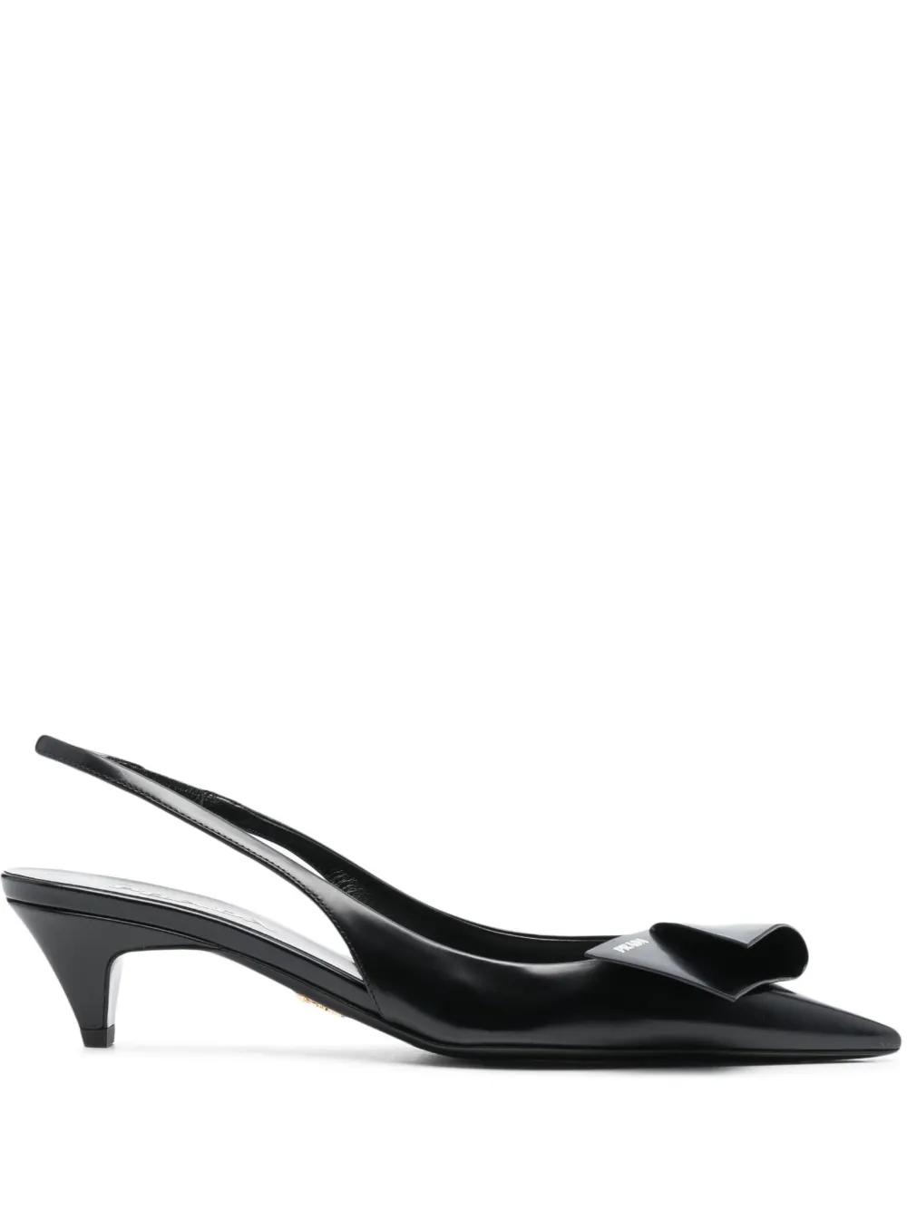 Prada Elegant Leather Slingback Pumps With Pointed Toe In Schwarz