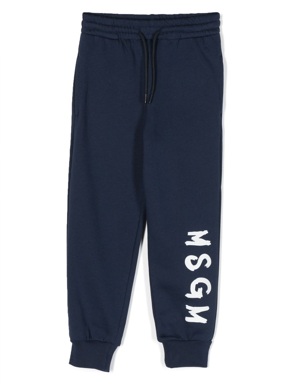 MSGM Kids logo-print cotton track pants - Blue