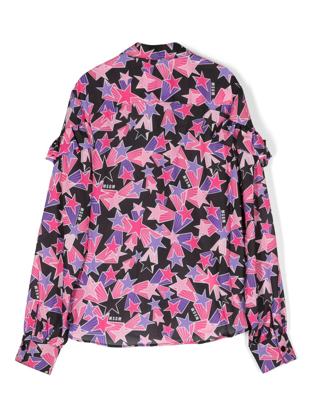 MSGM Kids star-print ruffled long-sleeve shirt - Roze