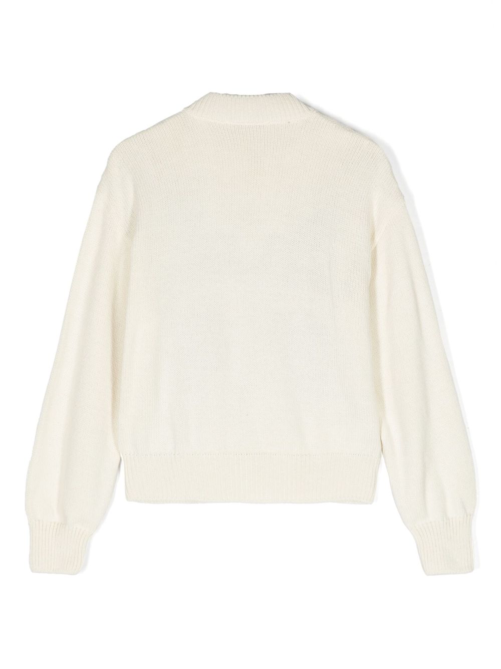 MSGM Kids butterfly intarsia-knit jumper - Neutrals