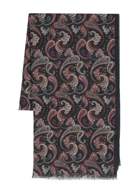 Kiton paisley-print frayed-trim scarf 