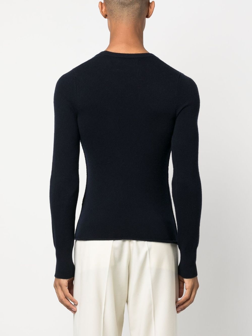 Shop Extreme Cashmere Plunging V-neck Fine-knit Jumper In Blue