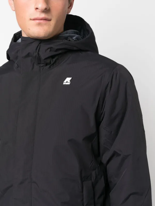 K-Way logo-patch padded-design Jacket Black FARFETCH IN
