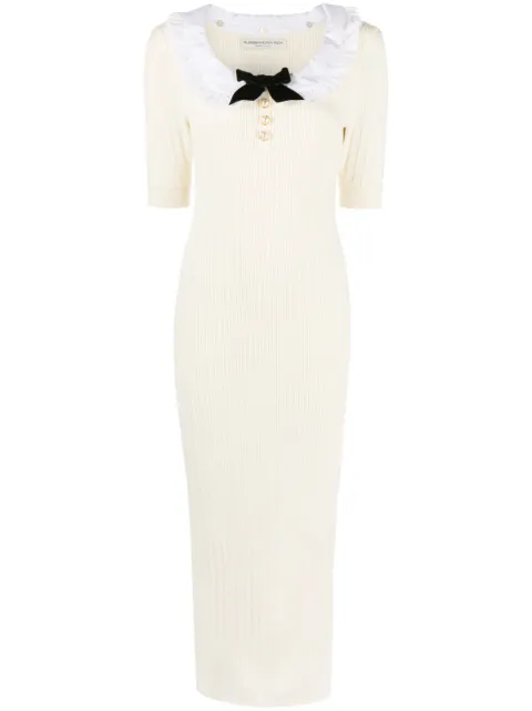 Alessandra Rich ruffle-collar bow-detail midi dress