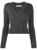 Alessandra Rich crystal-embellished wool jumper - Grey