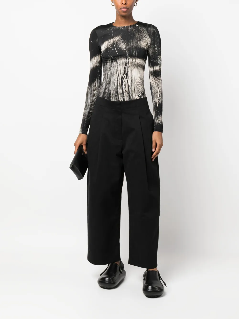 Studio Nicholson high-waisted wide-leg trousers - Zwart