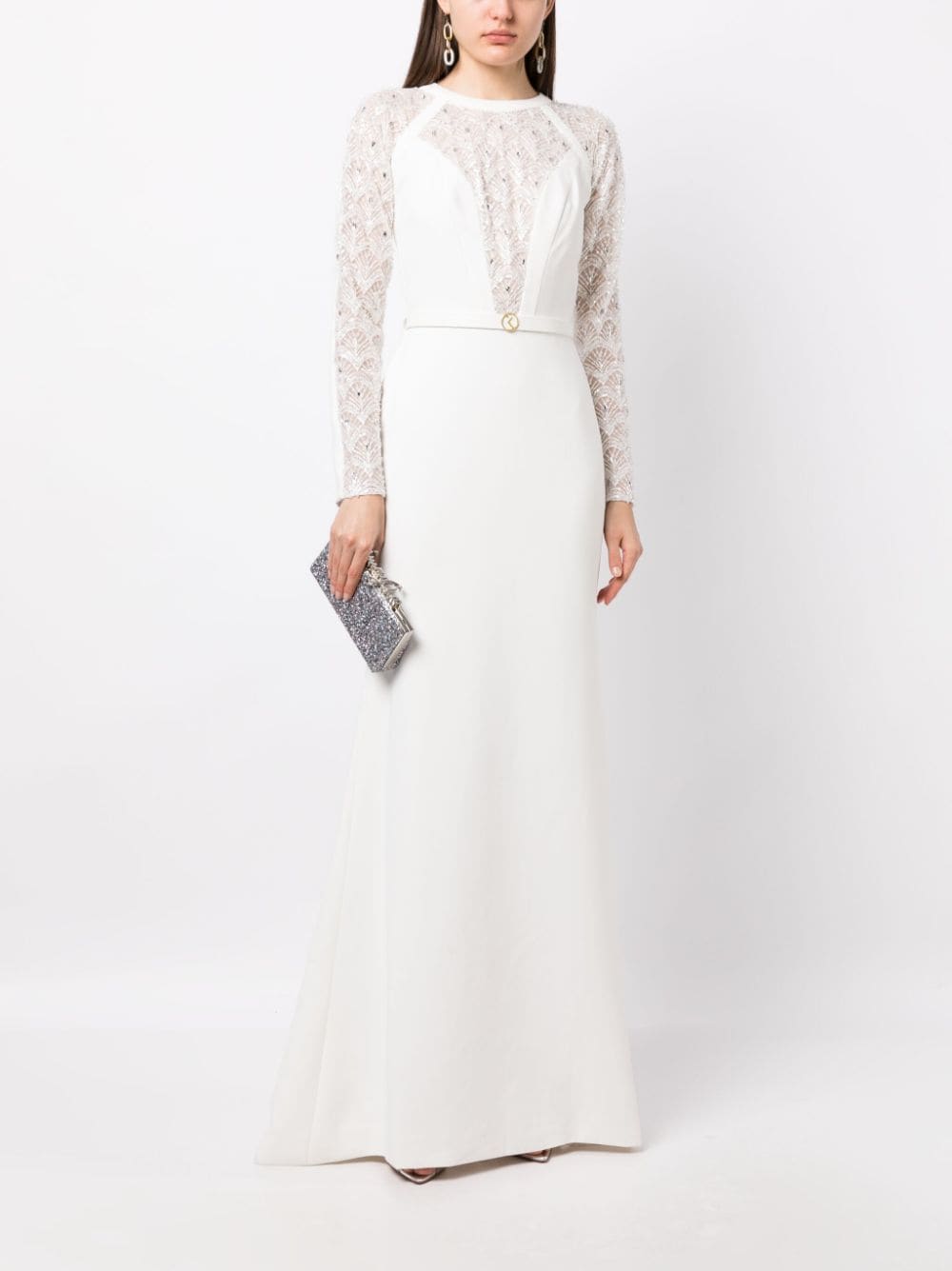 Shop Saiid Kobeisy Bead-embellished Maxi Dress In White