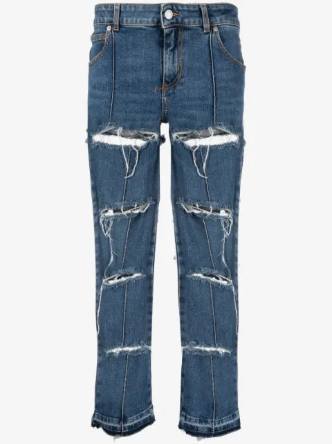 Alexander McQueen jeans capri con efecto envejecido