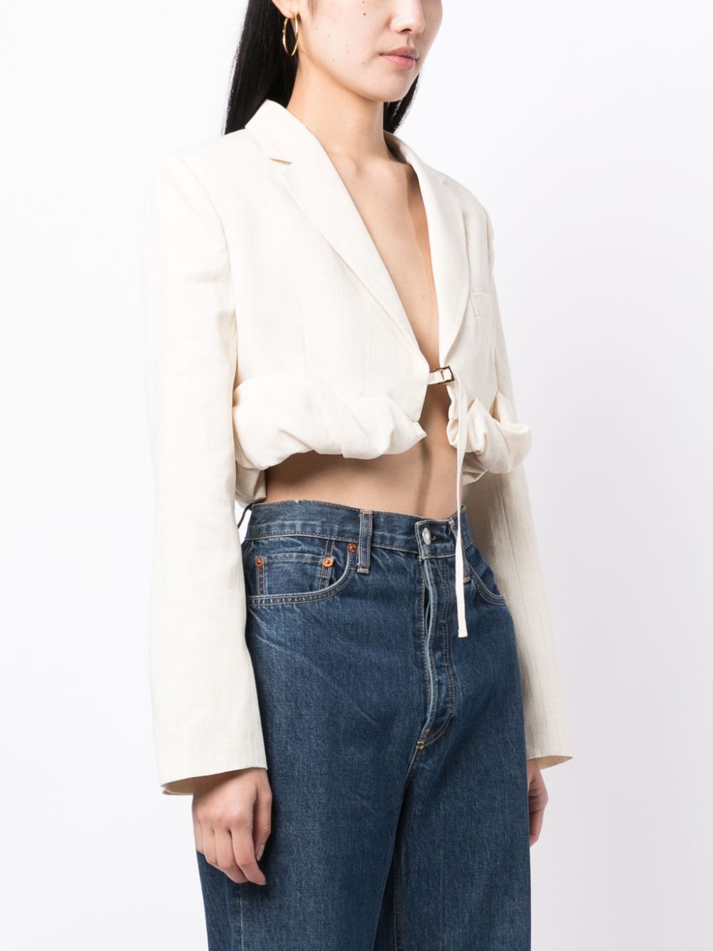 Jacquemus Bolero met ruches Beige