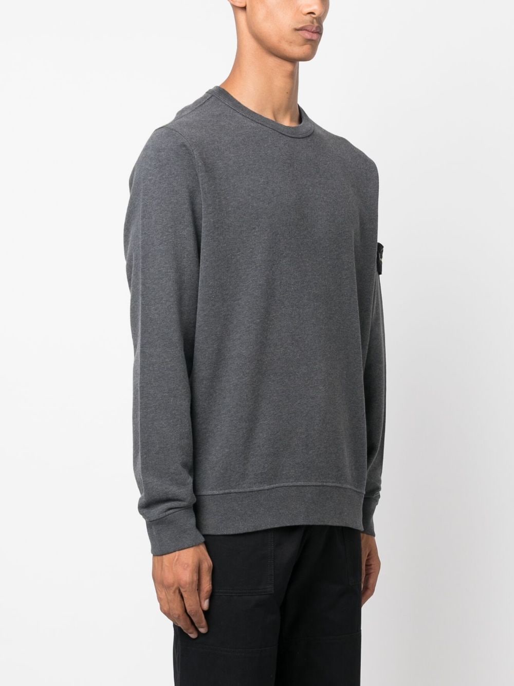 Shop Stone Island Compass-patch Cotton Sweatshirt In Grey